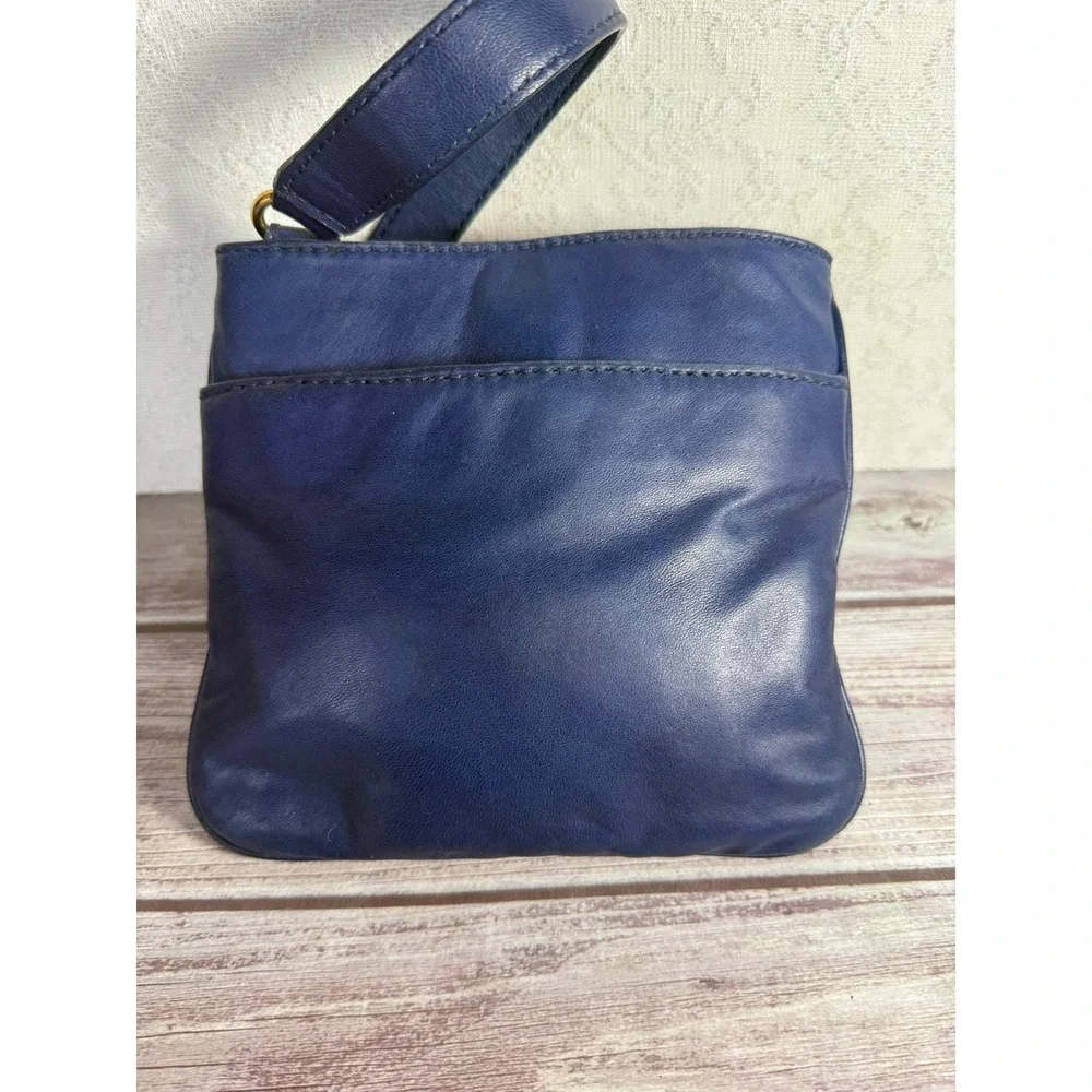 Michael‎ Kors Navy Blue Studded Crossbody Bag Gold Hardware